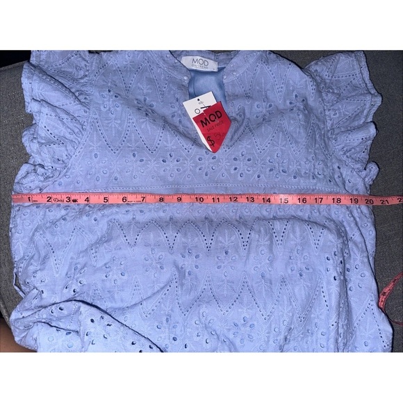 NEW Mod On Trend Womens Eyelet Lace Modi Dress Light Blue Size L Lined Boho - Picture 11 of 12